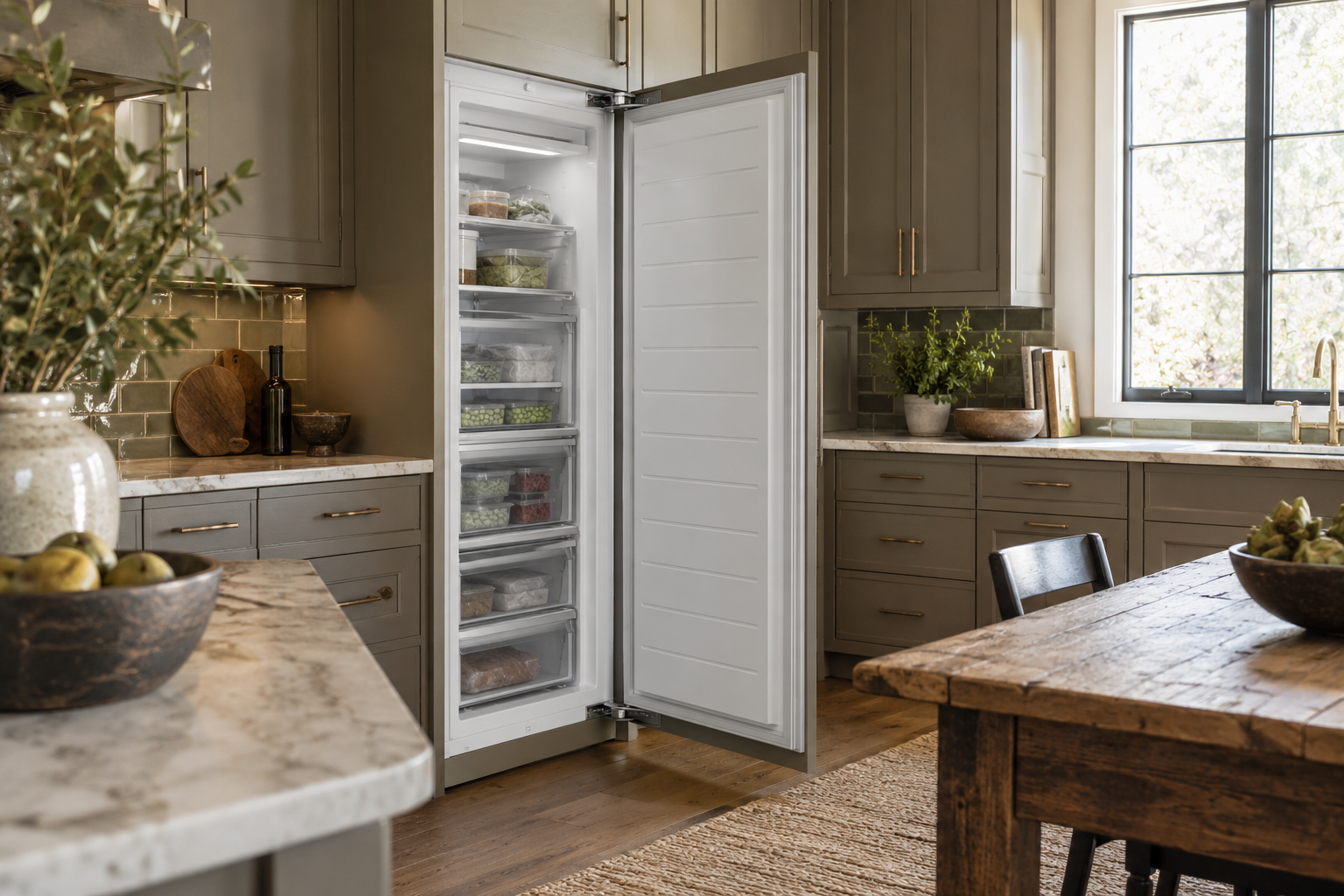 Illustrative Viking freezer in a residential kitchen — AI image for Viking Repair Easton